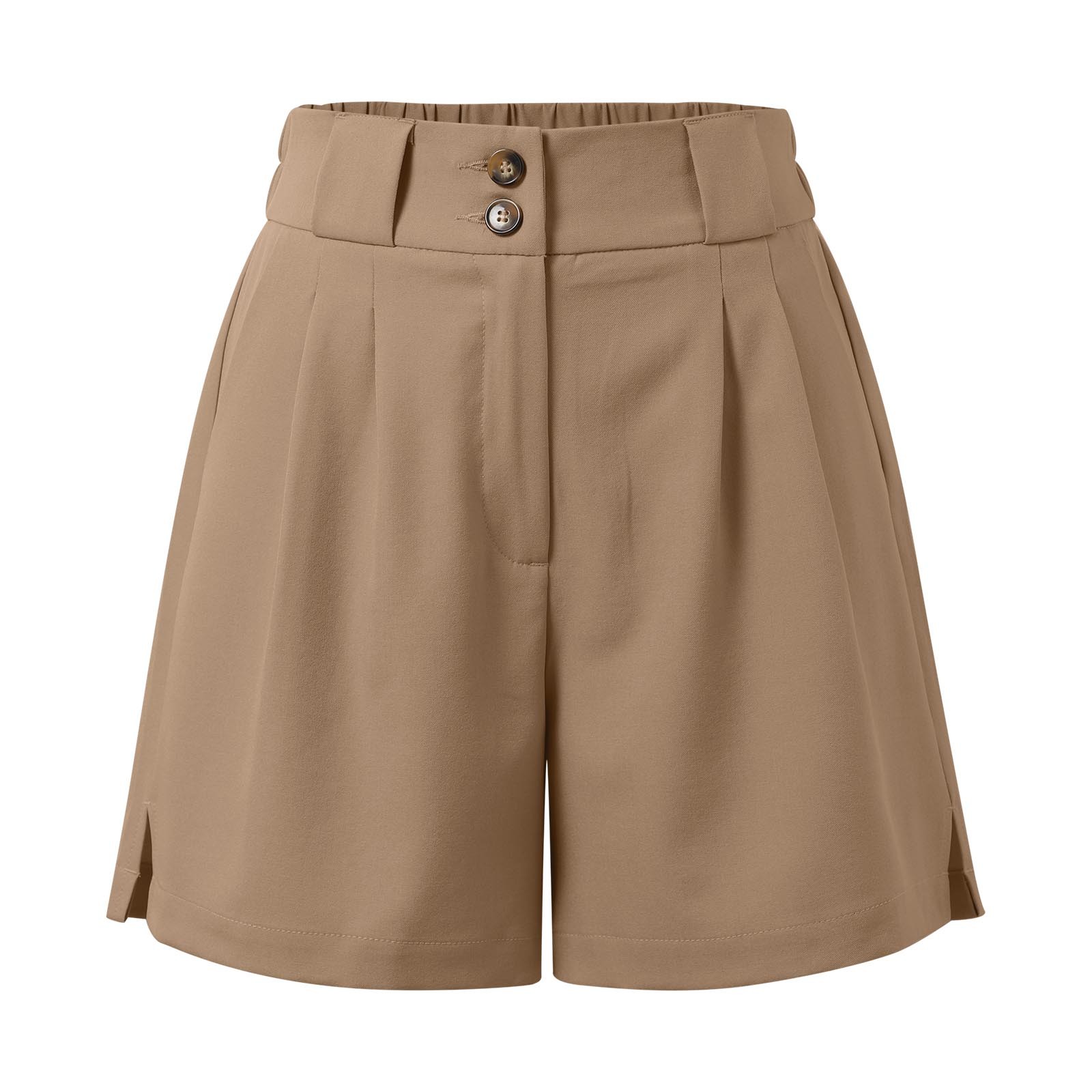 thumbnail image 5 of Pantalones cortos de cintura alta para mujer - Abertura lateral, bolsillos - Informal de negocios - Espalda elástica, cierre con cremallera - Tallas S-XXL, 5 of 6